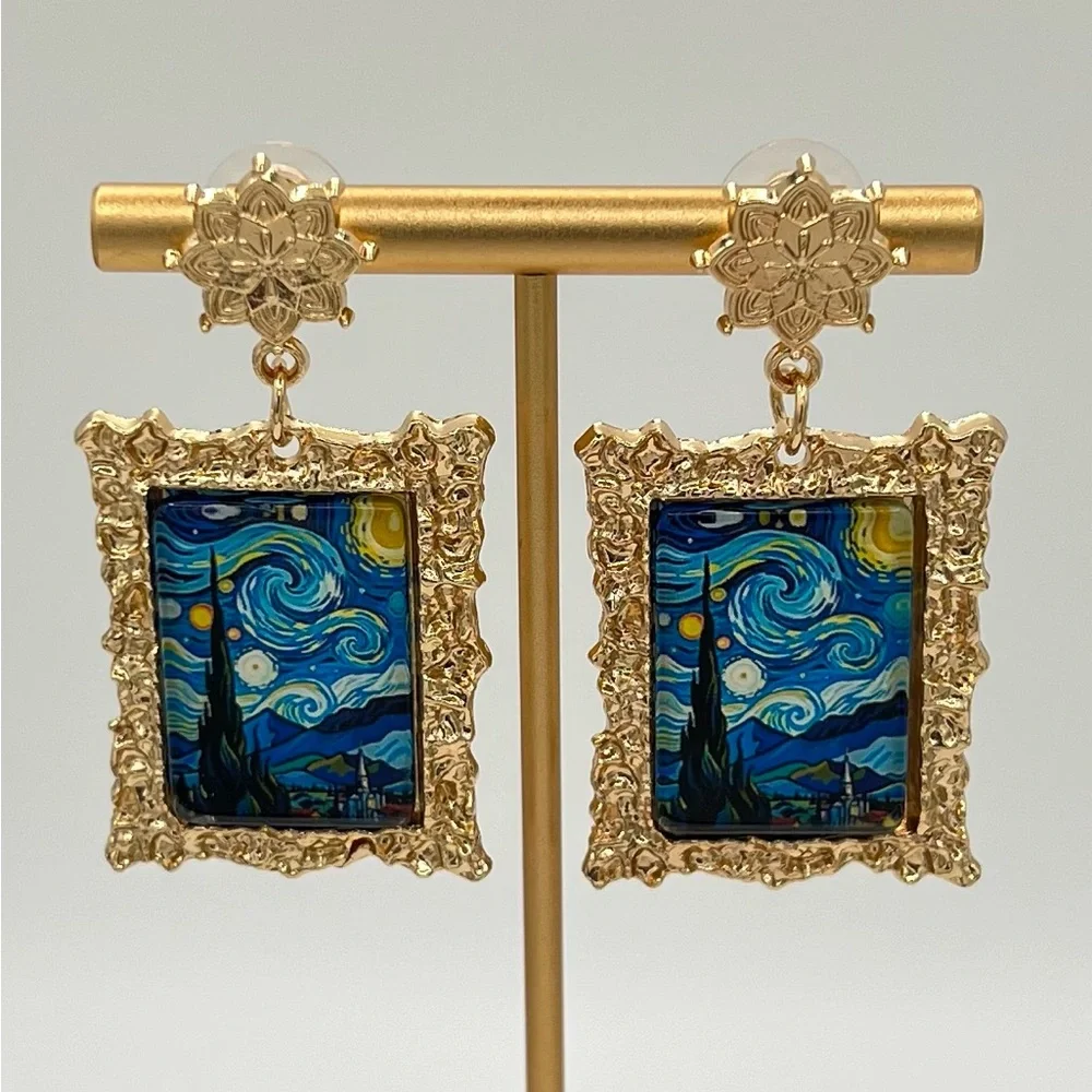 Artist-Inspired Portrait Drop Earrings - Picture 3 of 5